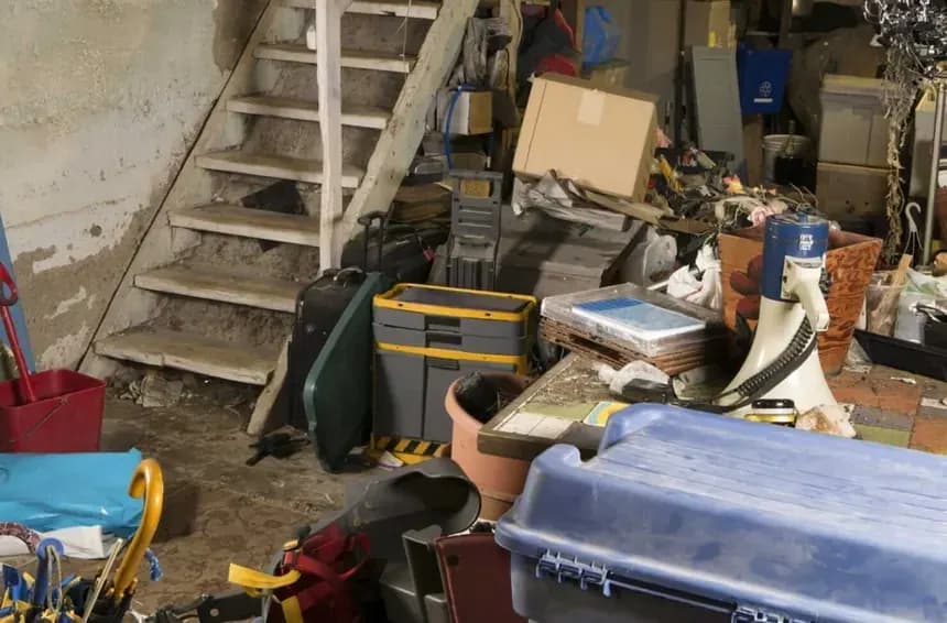 Mons: a clearance in a character house with a packed basement